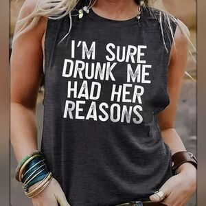 FUNNY Graphic Sleeveless Gray Cotton Blend Tee Shirt Size XXL